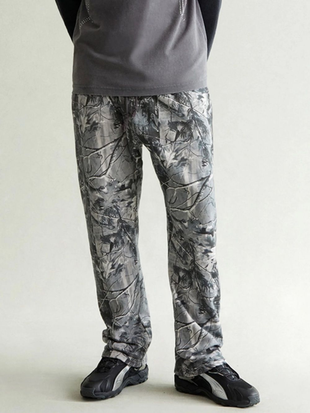 PACSUN MENS GRAY CAMO STRAIGHT LEG SWEATPANTS MEDIUM